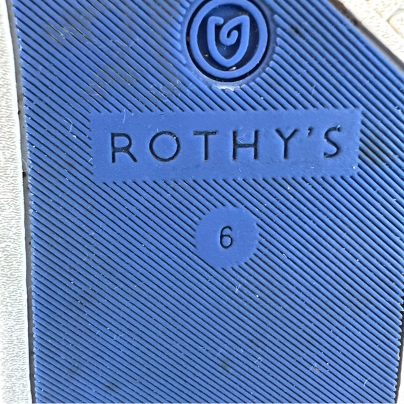 ROTHY’S The Original Slip On Grey Camouflage Blue Trim Comfy Sneakers Sz 6 - Picture 12 of 16